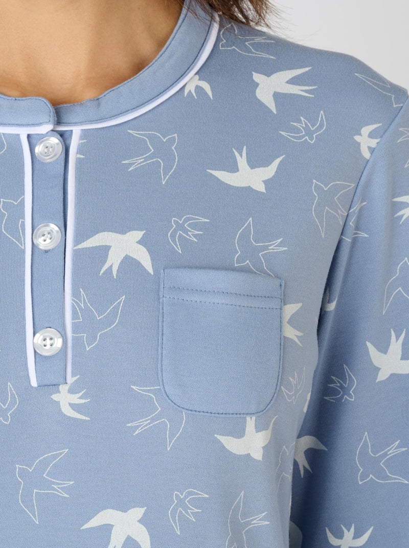 Chemise de nuit Thermolactyl en maille interlock - Damart Bleu - Kiabi