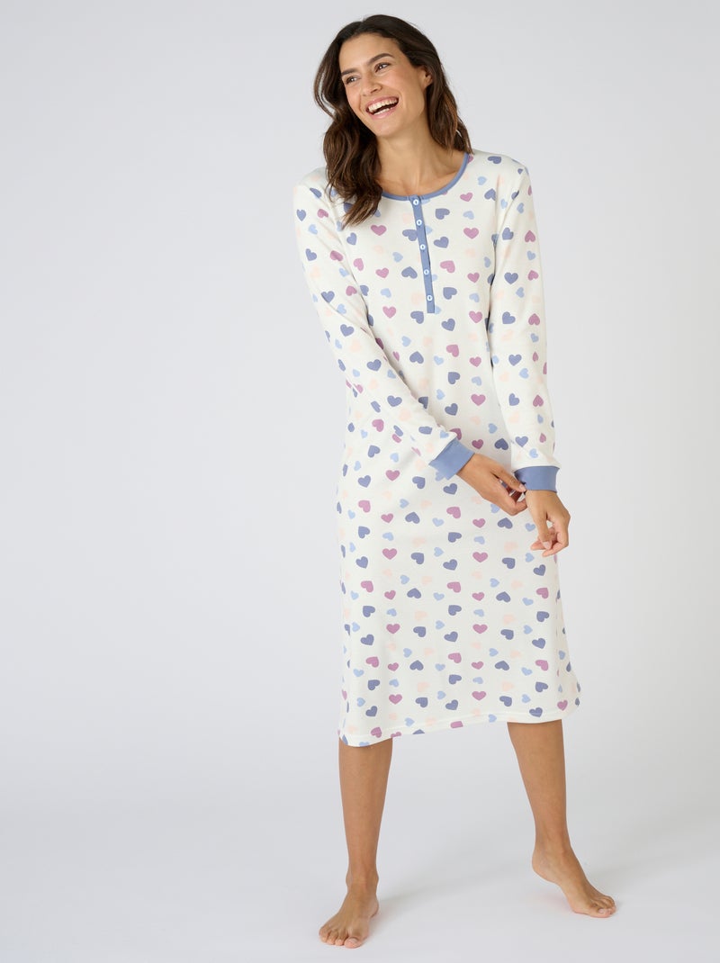 Chemise de nuit Thermolactyl en maille interlock - Damart Bleu - Kiabi