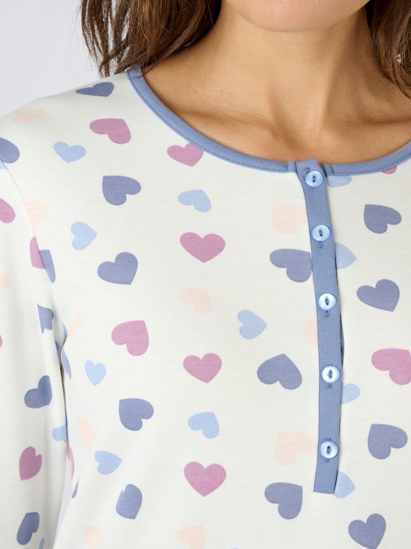 Chemise de nuit Thermolactyl en maille interlock - Damart Bleu - Kiabi