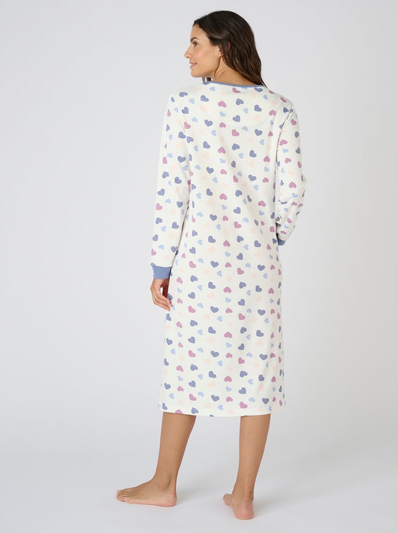 Chemise de nuit Thermolactyl en maille interlock - Damart Bleu - Kiabi