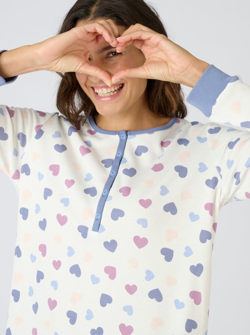 Chemise de nuit Thermolactyl en maille interlock - Damart Bleu - Kiabi