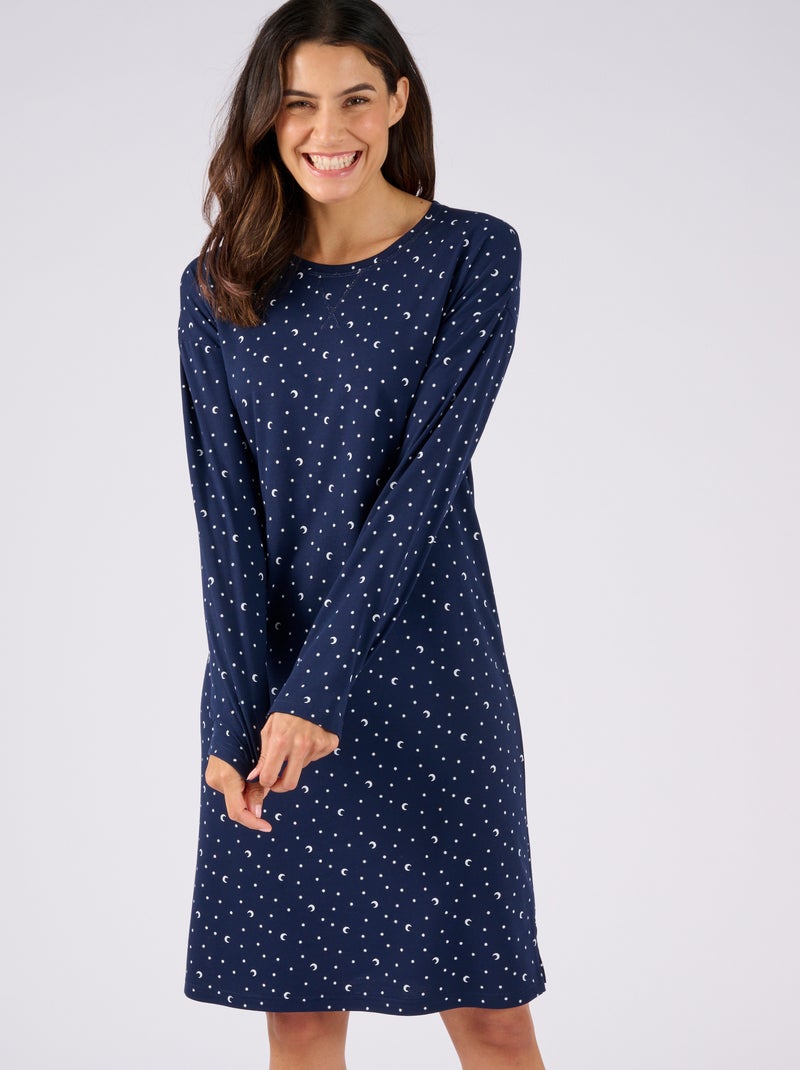 Chemise de nuit Thermolactyl en maille jersey - Damart Bleu - Kiabi