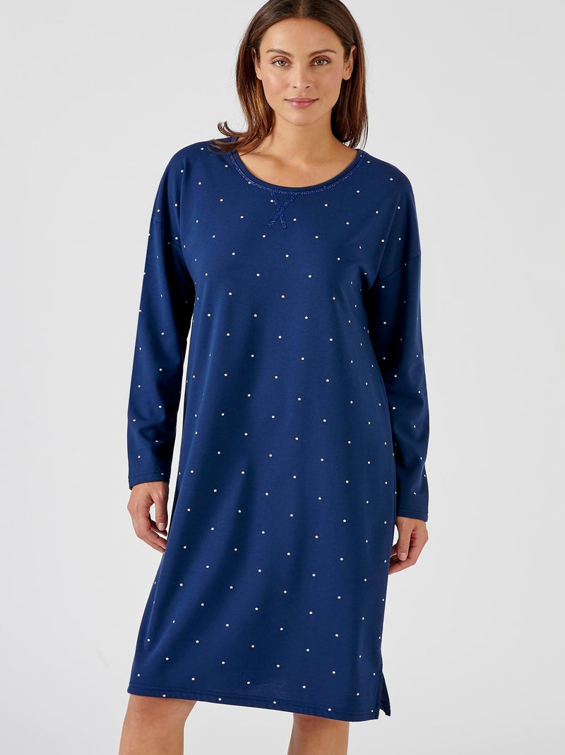 Chemise de nuit Thermolactyl en maille jersey - Damart Bleu marine - Kiabi