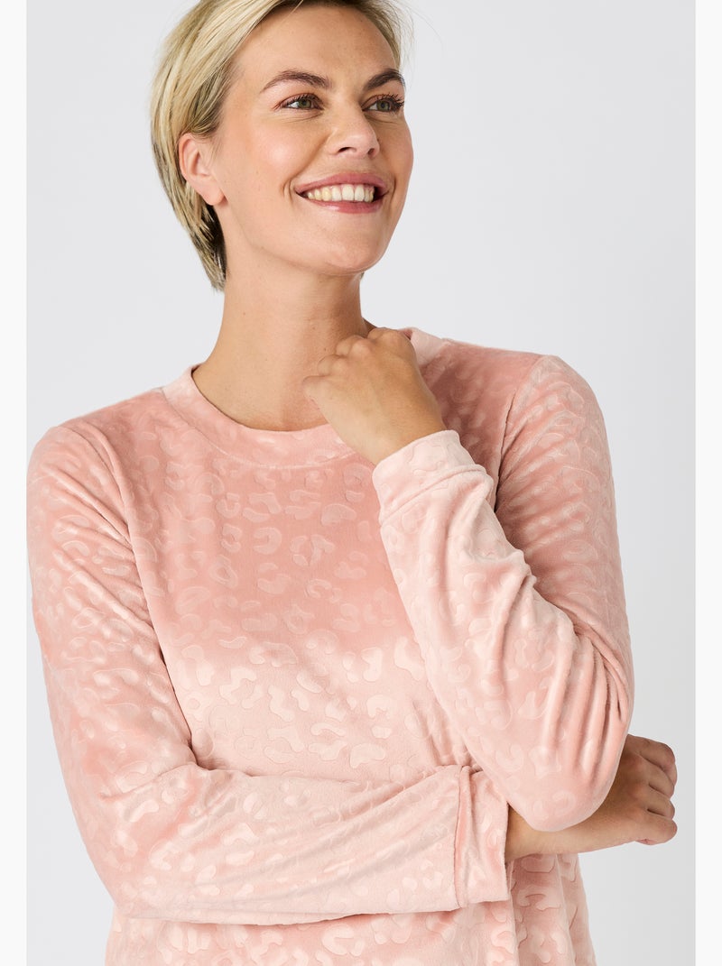 Chemise de nuit Thermolactyl en velours embossé - Damart Rose - Kiabi