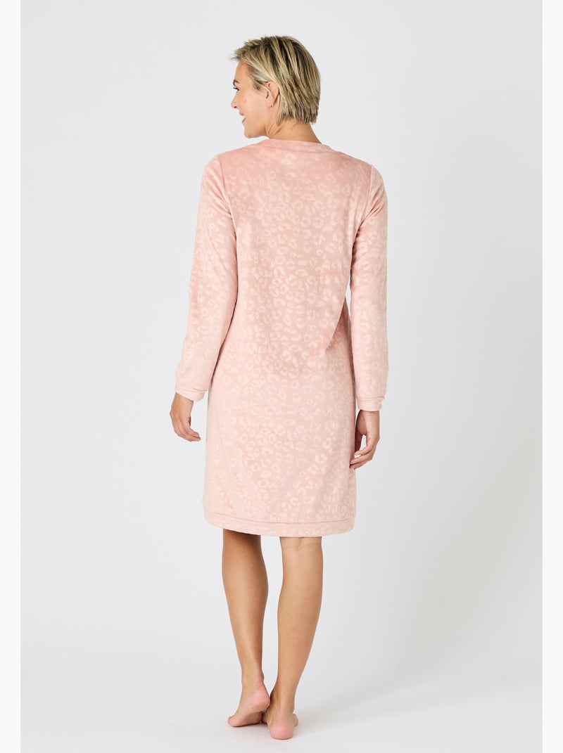 Chemise de nuit Thermolactyl en velours embossé - Damart Rose - Kiabi
