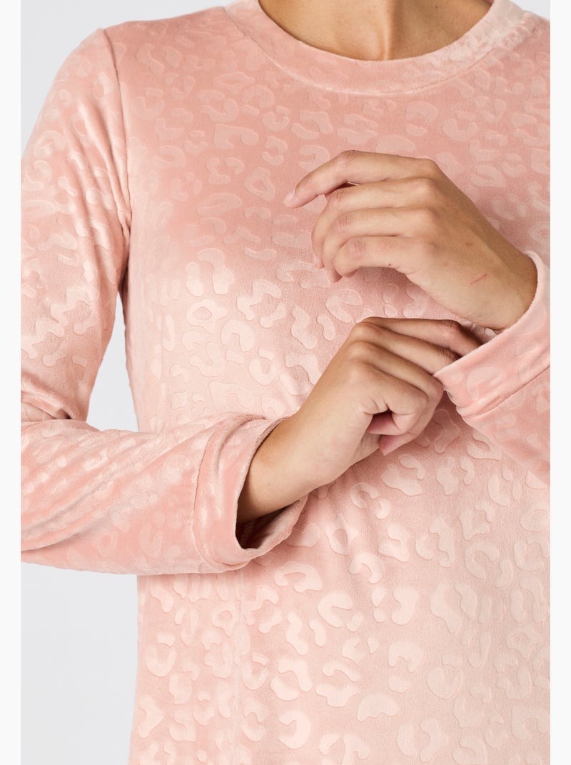 Chemise de nuit Thermolactyl en velours embossé - Damart Rose - Kiabi