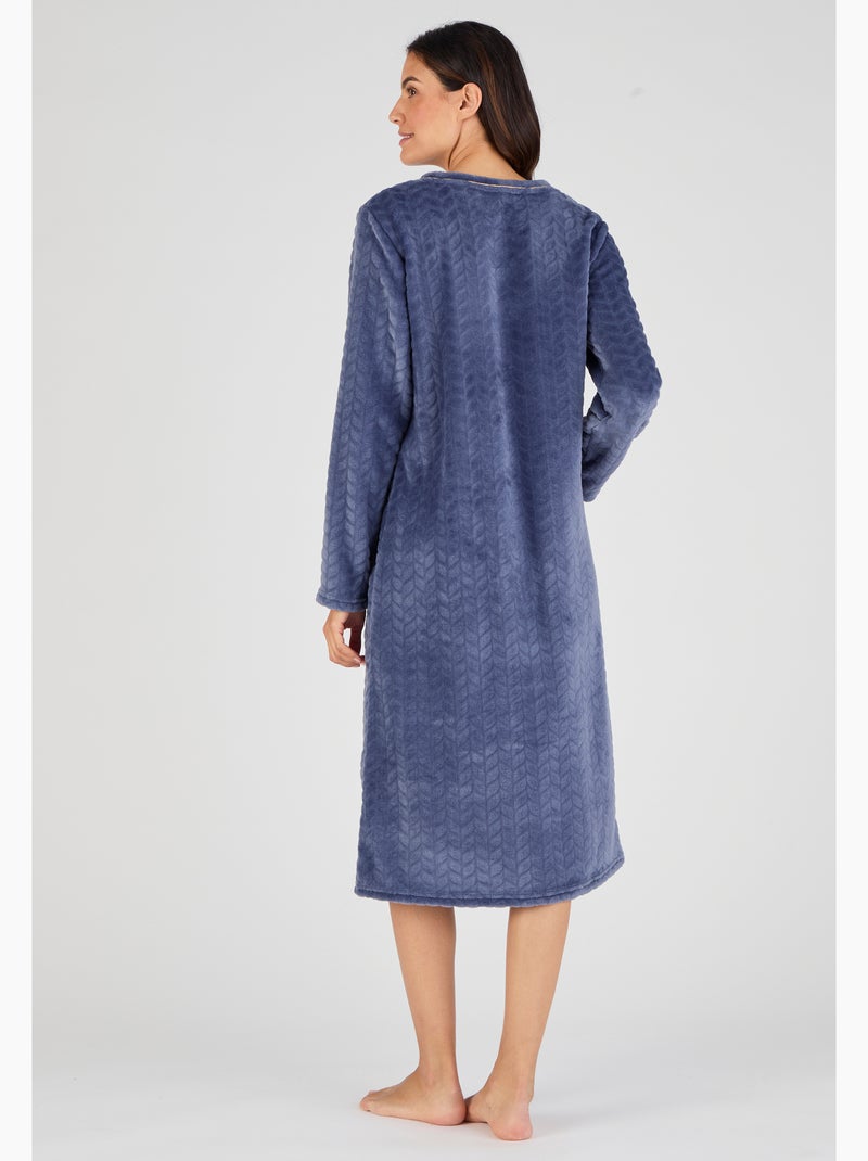 Chemise de nuit Thermolactyl maille reliéfée - Damart Bleu - Kiabi
