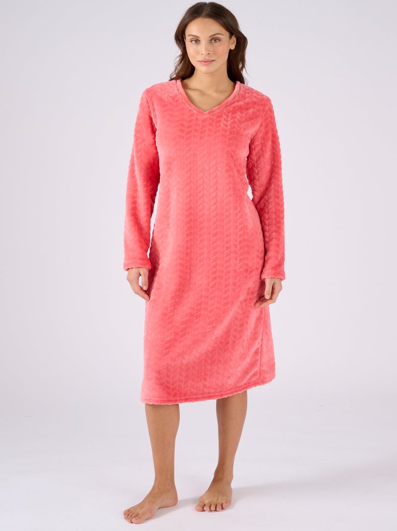 Chemise de nuit Thermolactyl maille reliéfée - Damart Rose - Kiabi