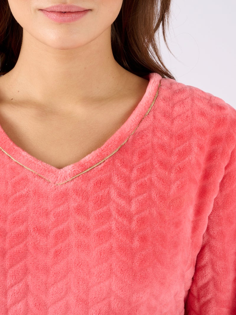 Chemise de nuit Thermolactyl maille reliéfée - Damart Rose - Kiabi