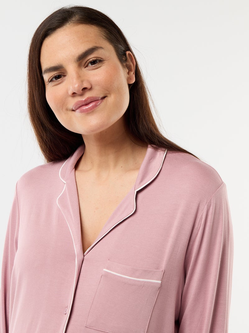 Chemise de nuit unie de maternité Rose - Kiabi