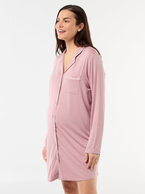 Chemise de nuit unie de maternité - Kiabi