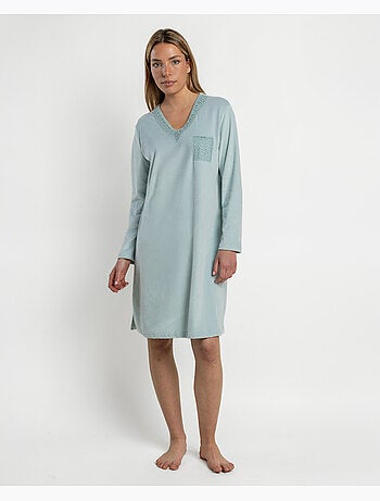 Chemise de nuit velours manches longues luxury guipure