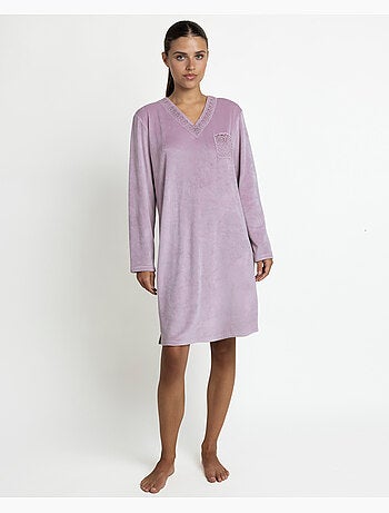 Chemise de nuit velours manches longues luxury guipure