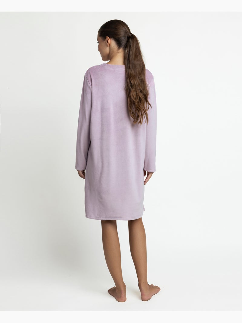 Chemise de nuit velours manches longues luxury guipure Rose - Kiabi