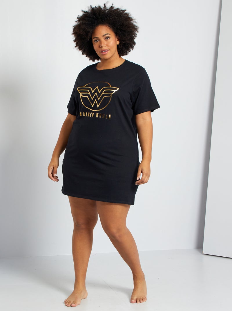 Chemise de nuit 'Wonder Woman' noir - Kiabi