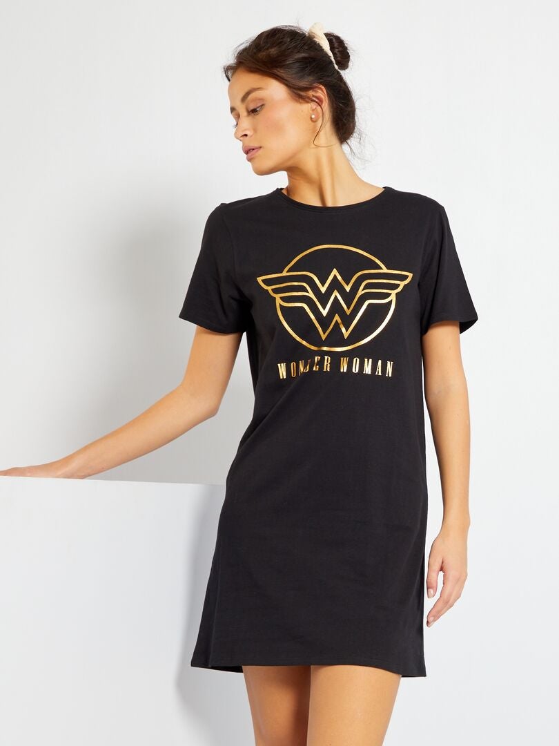 Chemise de nuit 'Wonder Woman' noir - Kiabi