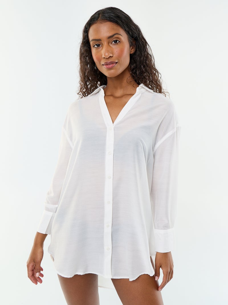 Chemise de plage fluide imprimée Blanc - Kiabi