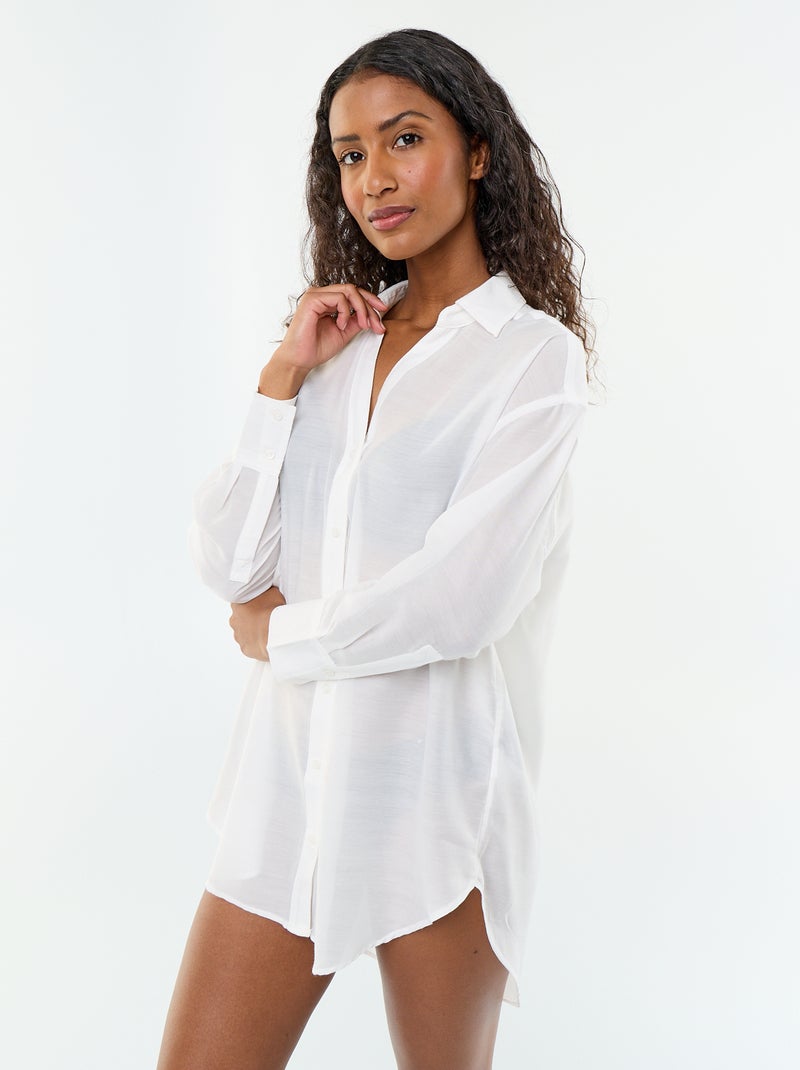 Chemise de plage fluide imprimée Blanc - Kiabi