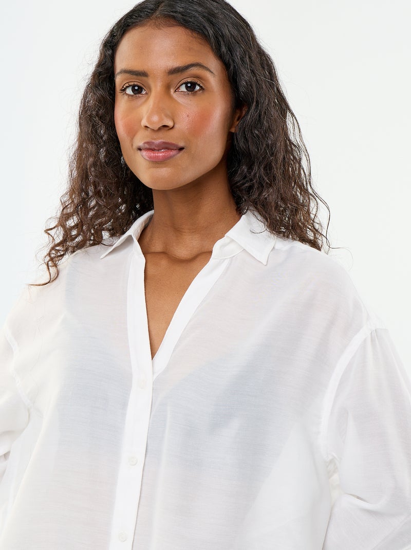 Chemise de plage fluide imprimée Blanc - Kiabi