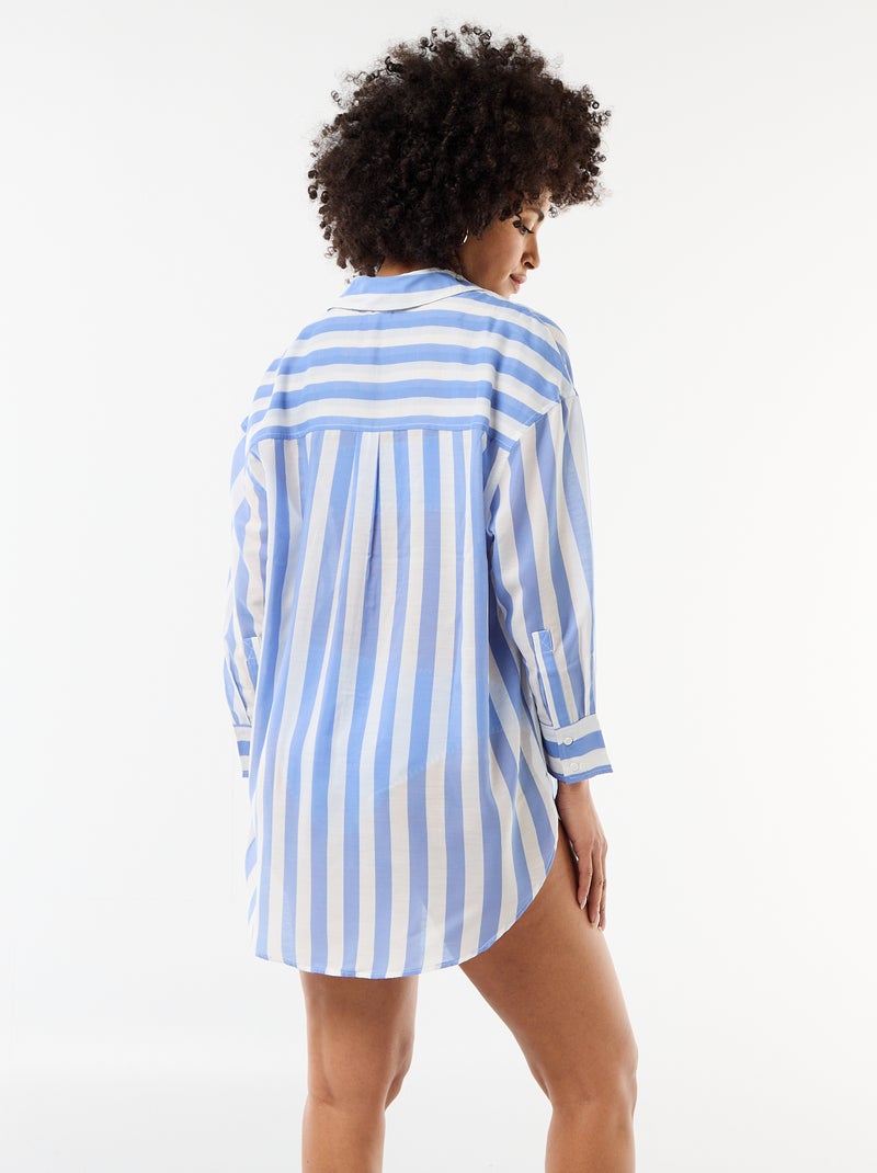 Chemise de plage fluide imprimée Bleu - Kiabi