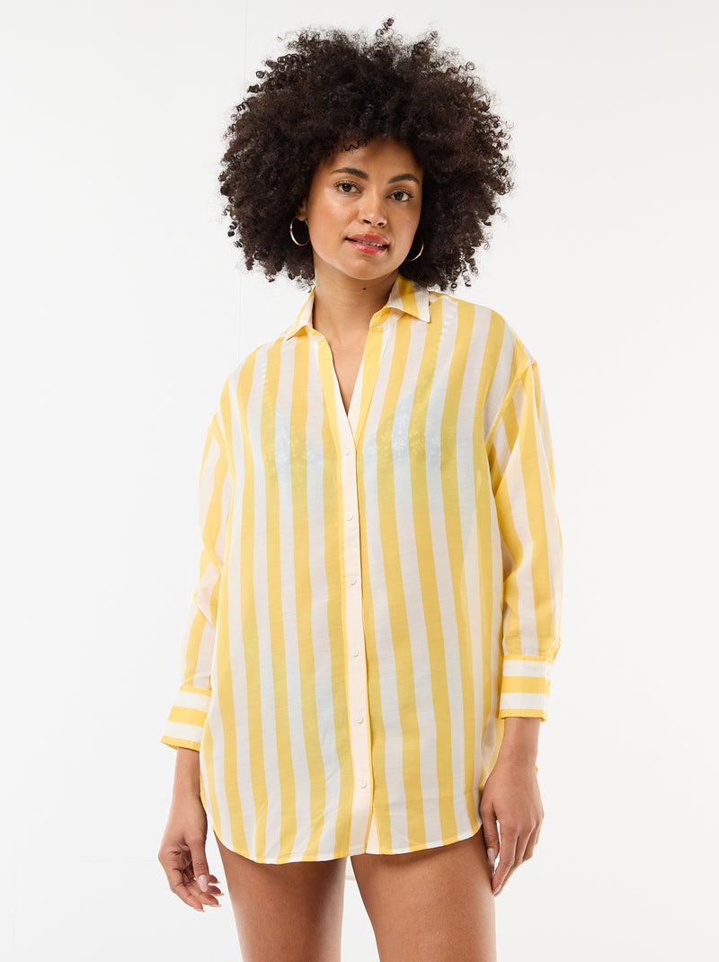 Chemise de plage fluide imprimée Jaune - Kiabi
