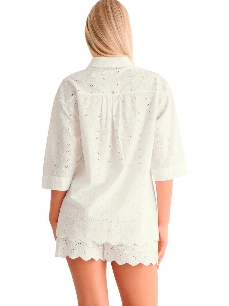 Chemise de plage manches trois quarts PANAMA Ecru - Kiabi