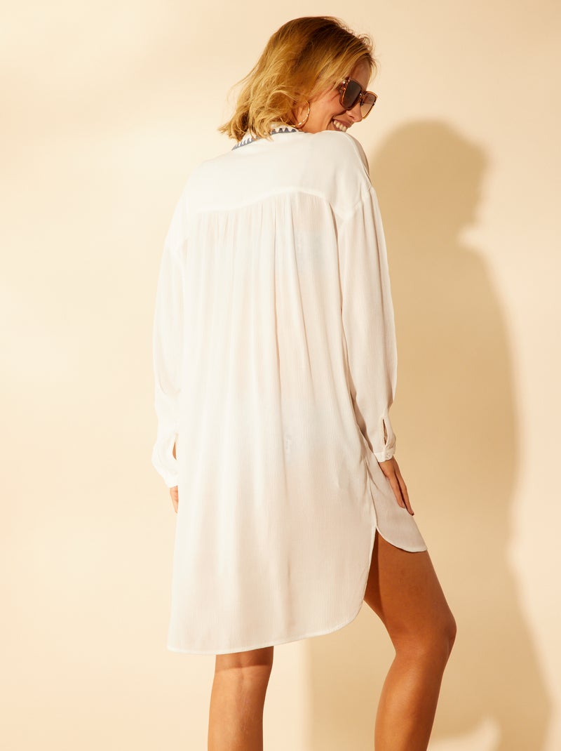 Chemise de plage mi-longue blanc - Kiabi