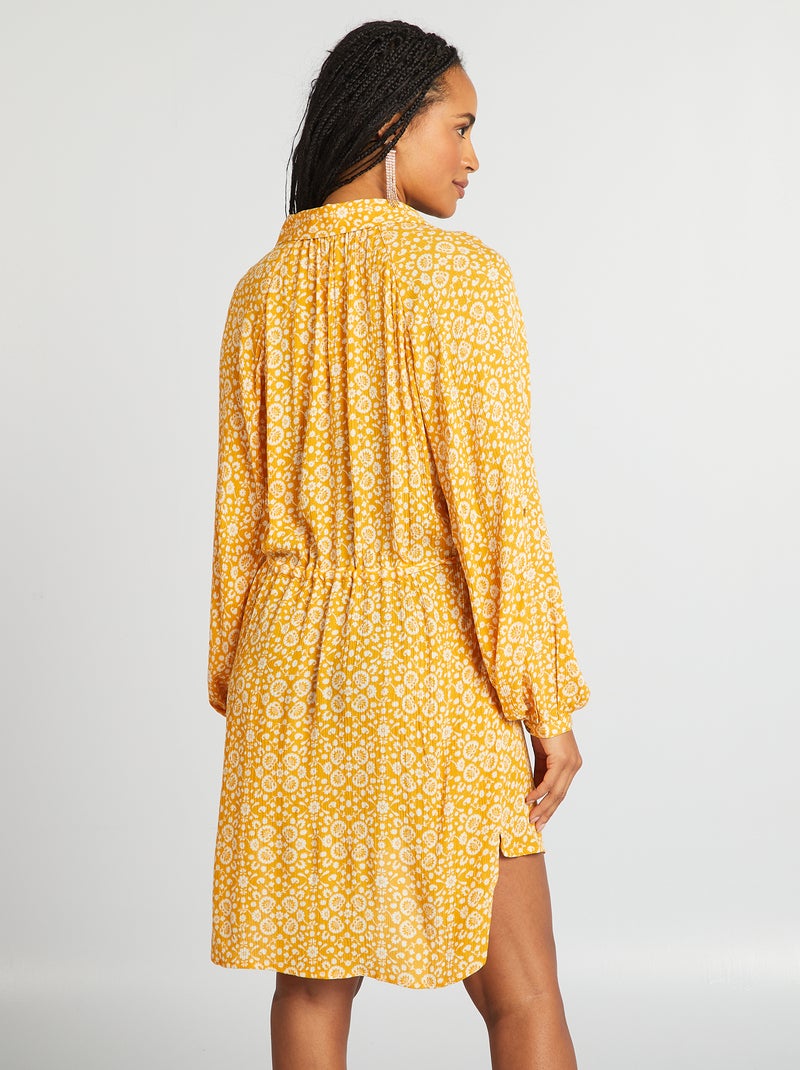 Chemise de plage mi-longue Jaune imprimé - Kiabi