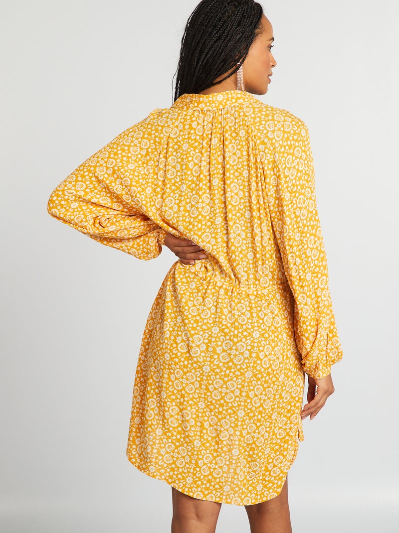 Chemise de plage mi-longue Jaune imprimé - Kiabi