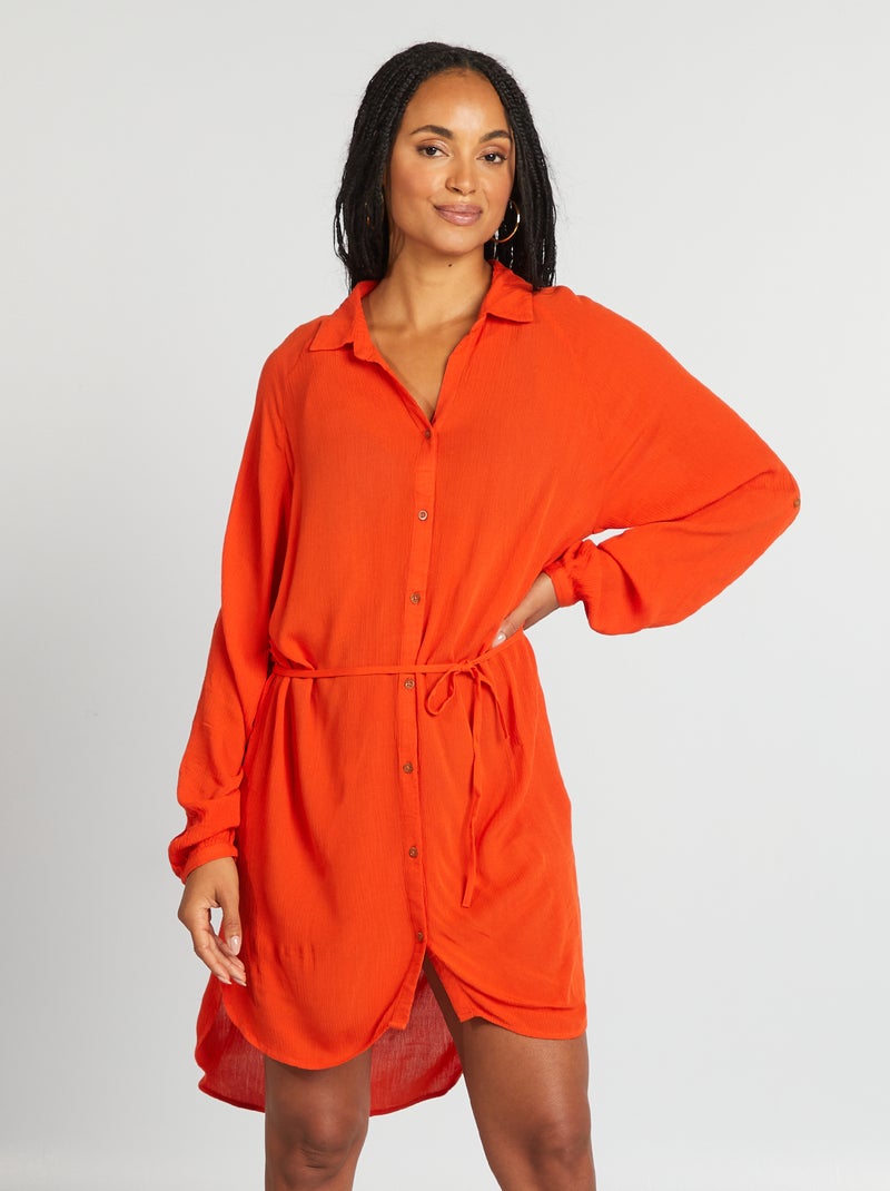 Chemise de plage mi-longue Orange - Kiabi