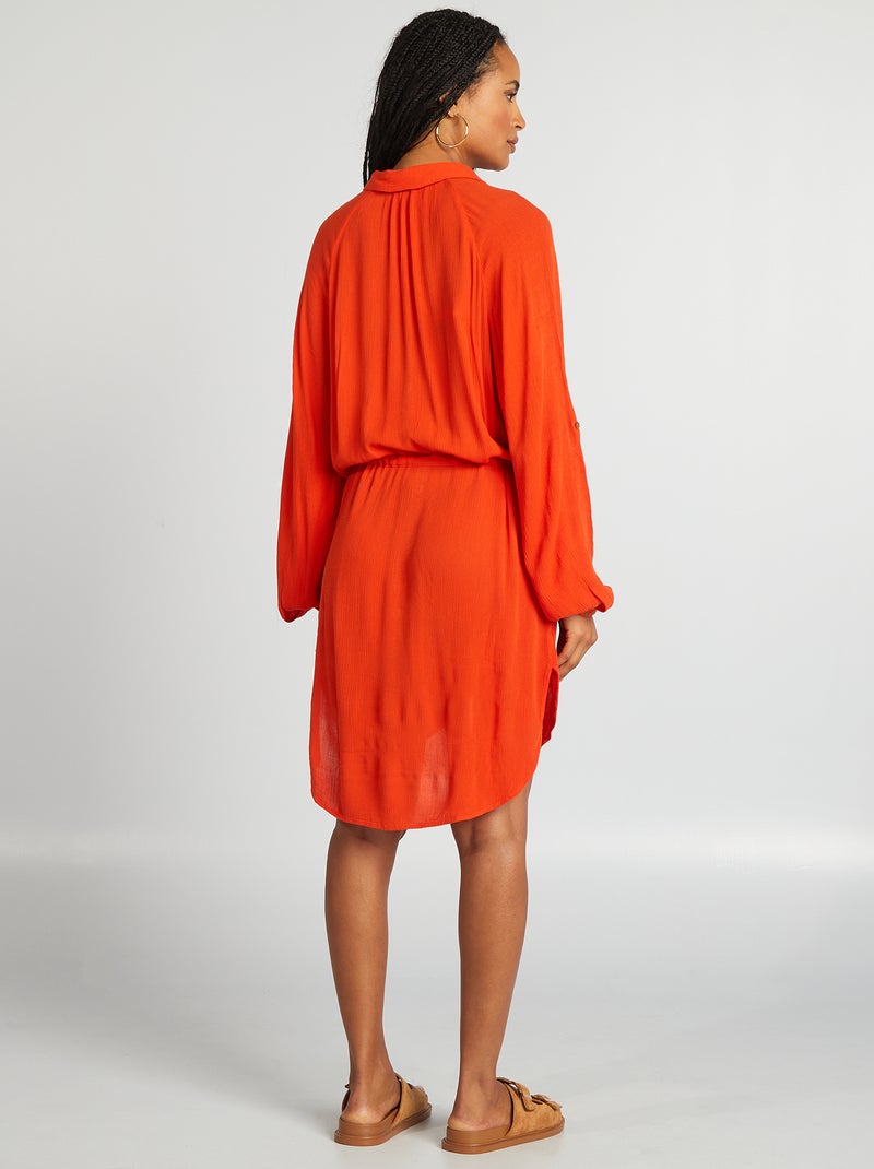 Chemise de plage mi-longue Orange - Kiabi