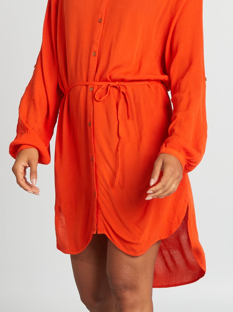 Chemise de plage mi-longue Orange - Kiabi