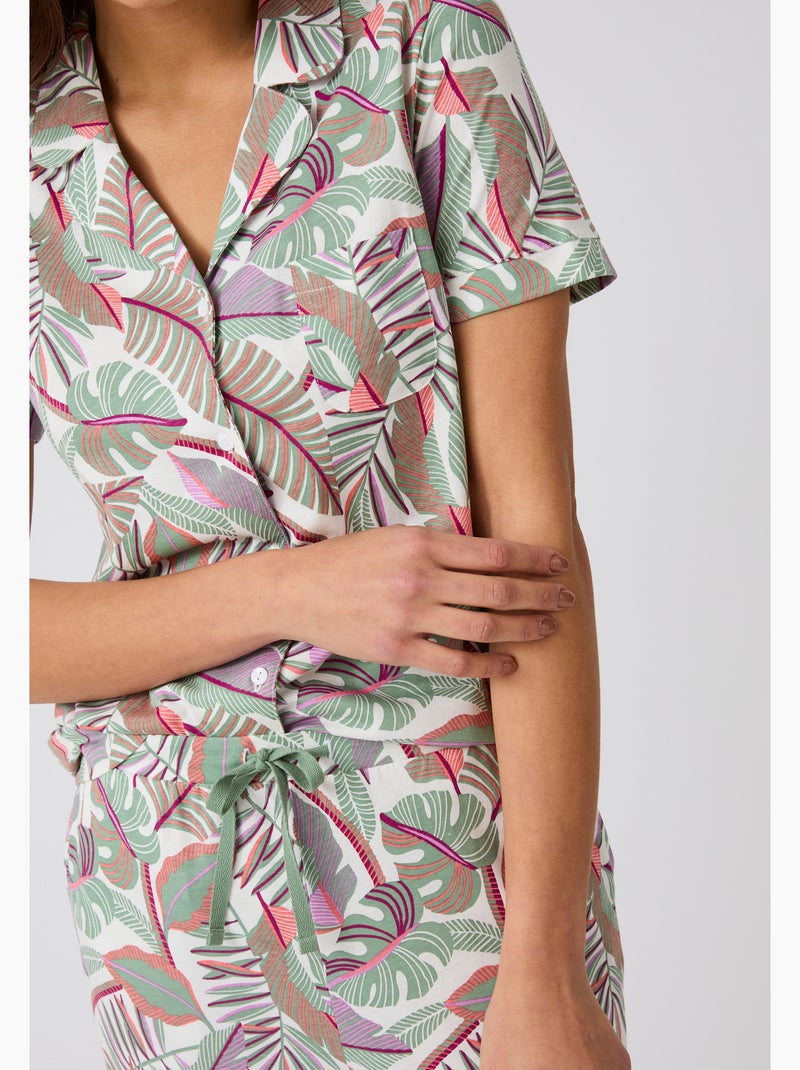 Chemise de pyjama en pur coton peigné - Damart Marron - Kiabi