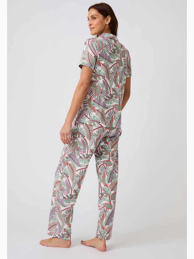 Chemise de pyjama en pur coton peigné - Damart Marron - Kiabi