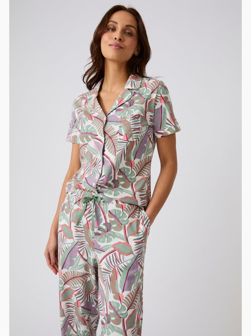 Chemise de pyjama en pur coton peigné - Damart Marron - Kiabi