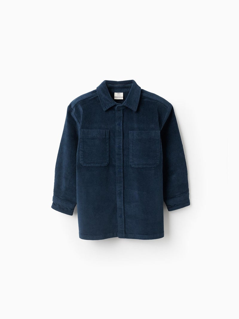 Chemise de Surchemise en Velours Côtelé Bleu foncé - Kiabi