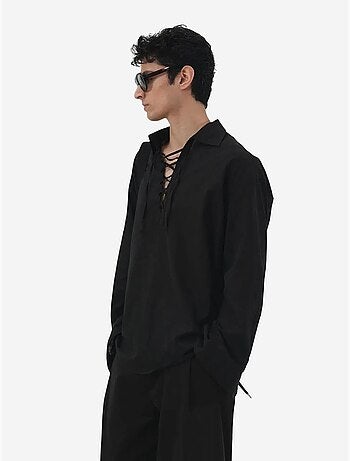 Chemise décontractée à manches longues avec lien à nouer giesto