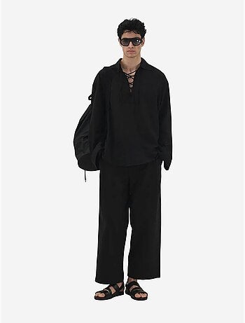 Chemise décontractée à manches longues avec lien à nouer giesto