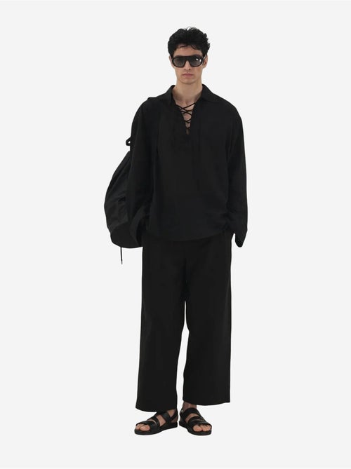 Chemise décontractée à manches longues avec lien à nouer giesto - Kiabi Chemise décontractée à manches longues avec lien à nouer giesto - Kiabi