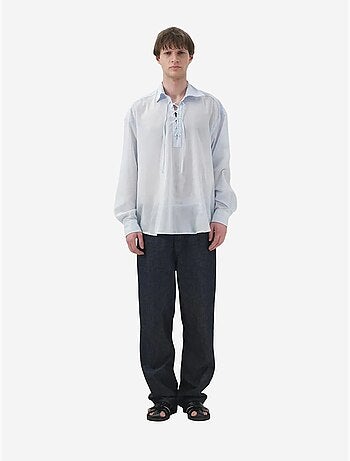 Chemise décontractée à manches longues coupe ample avec détail noué giesto