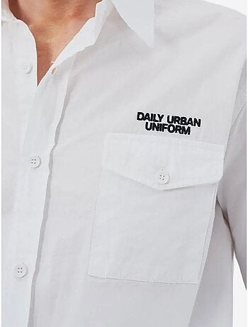 Chemise décontractée à manches longues en coton avec poche giesto