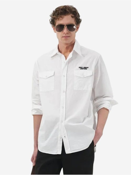 Chemise décontractée à manches longues en coton avec poche giesto - Kiabi Chemise décontractée à manches longues en coton avec poche giesto - Kiabi