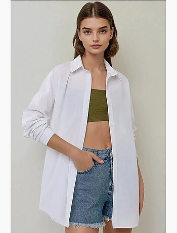 Chemise décontractée à manches longues en lin mélangé hiccup