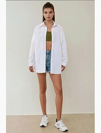Chemise décontractée à manches longues en lin mélangé hiccup