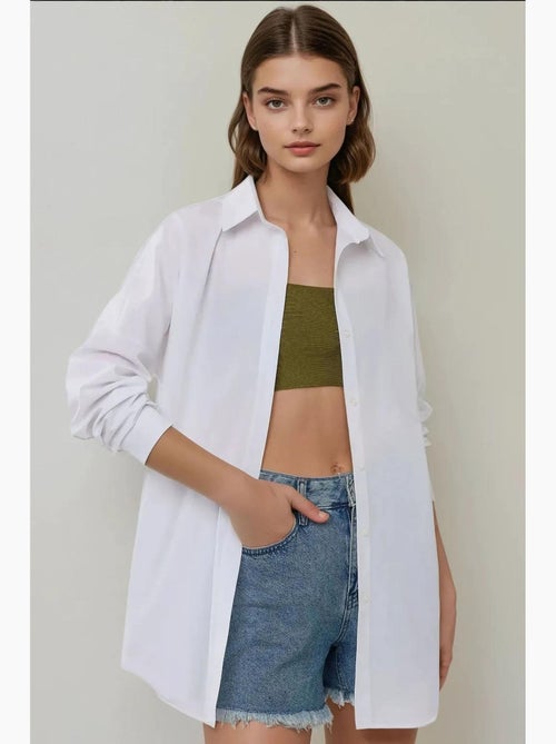 Chemise décontractée à manches longues en lin mélangé hiccup - Kiabi