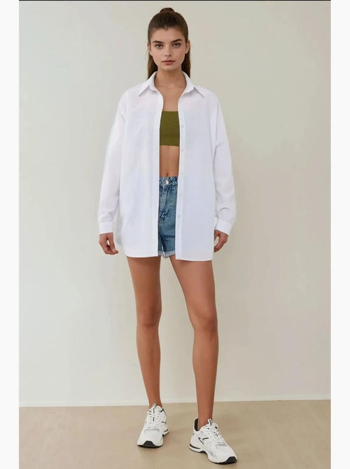 Chemise décontractée à manches longues en lin mélangé hiccup - Kiabi