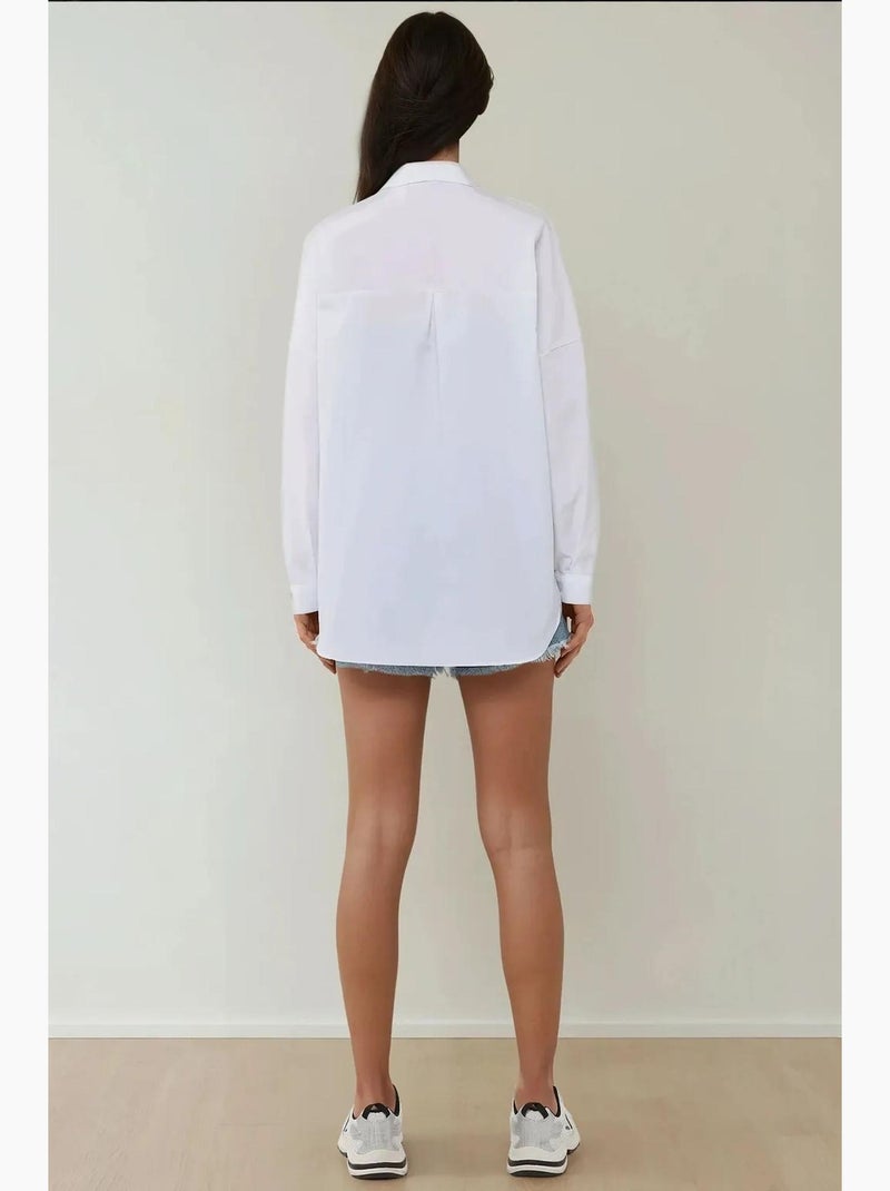 Chemise décontractée à manches longues en lin mélangé hiccup Blanc - Kiabi