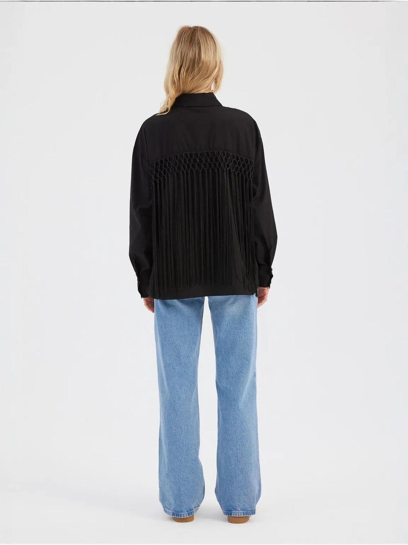 Chemise décontractée à pompons Noir - Kiabi