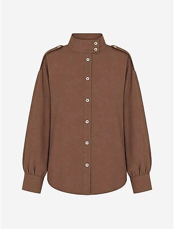 Chemise décontractée boutonnée à col mandarin mixray