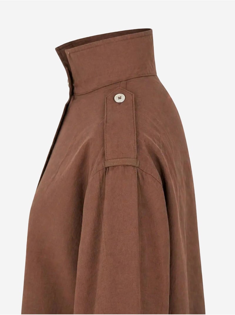 Chemise décontractée boutonnée à col mandarin mixray Marron clair - Kiabi